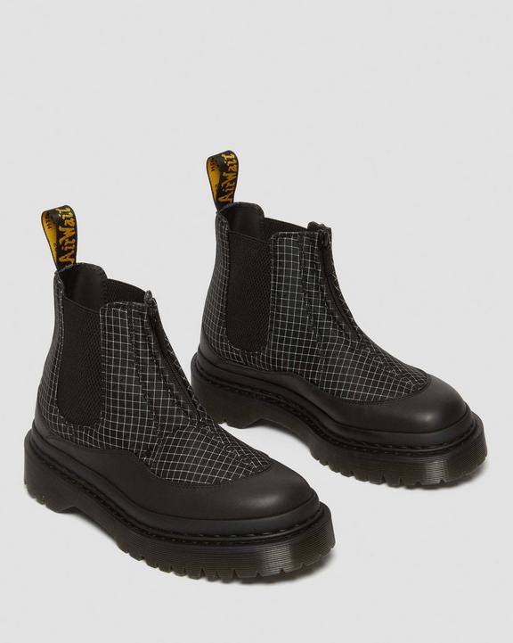 Dr. Martens 2976 Bex Ripstop Grid Chelsea Boots Black/Black/White | SN-DM84242