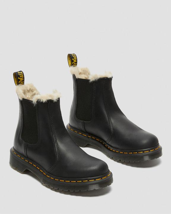 Dr. Martens 2976 Faux Fur Lined Chelsea Boots Czarne | SN-DM84233