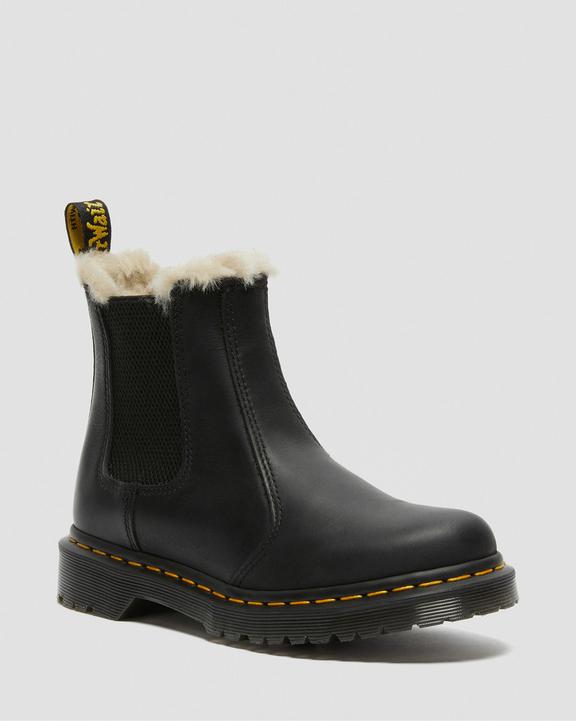 Dr. Martens 2976 Faux Fur Lined Chelsea Boots Czarne | SN-DM84343