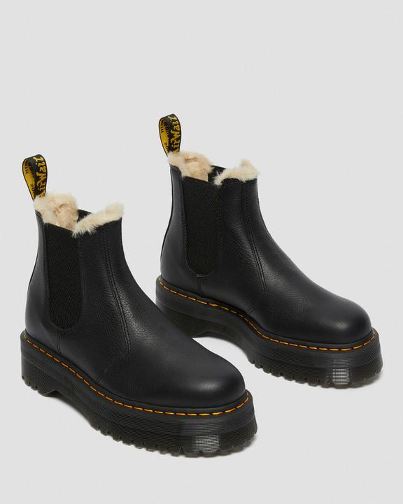 Dr. Martens 2976 Faux Fur Lined Platform Chelsea Boots Czarne | SN-DM84327