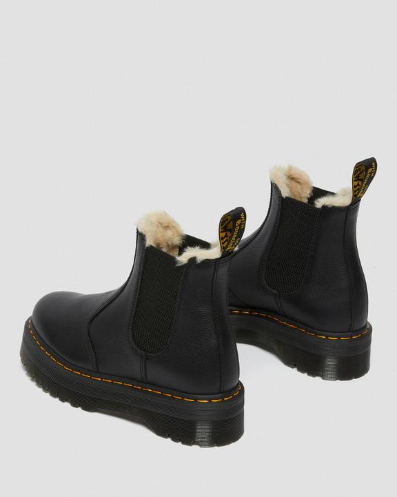 Dr. Martens 2976 Faux Fur Lined Platform Chelsea Boots Czarne | SN-DM84327