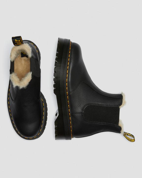 Dr. Martens 2976 Faux Fur Lined Platform Chelsea Boots Czarne | SN-DM84327