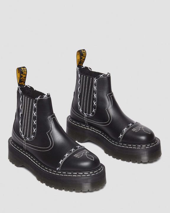 Dr. Martens 2976 Gothic Americana Leather Platform Chelsea Boots Czarne | SN-DM84348