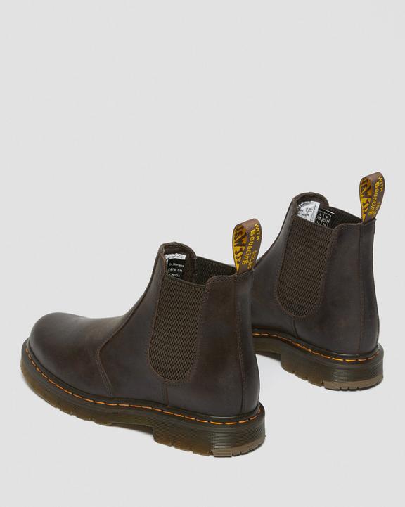 Dr. Martens 2976 Slip Resistant Leather Chelsea Boots Ciemny Brązowe | SN-DM84305