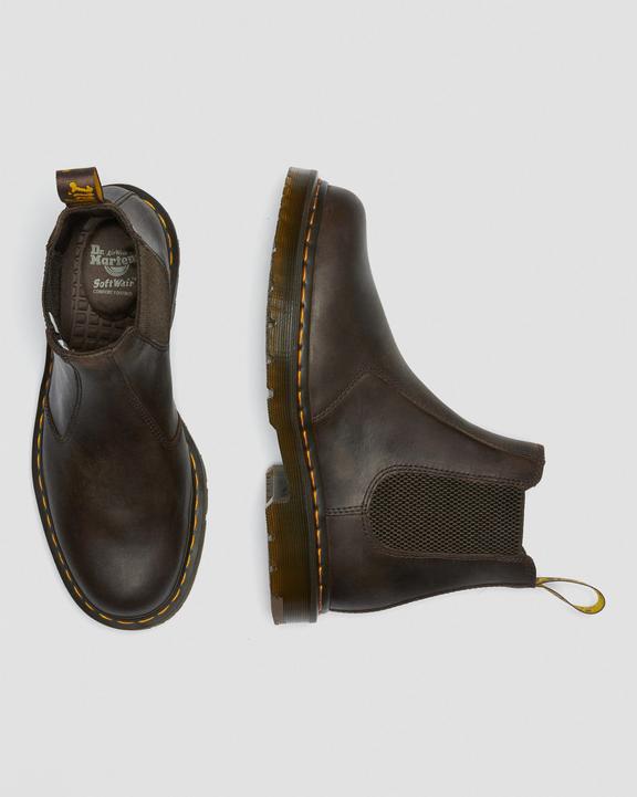 Dr. Martens 2976 Slip Resistant Leather Chelsea Boots Ciemny Brązowe | SN-DM84305