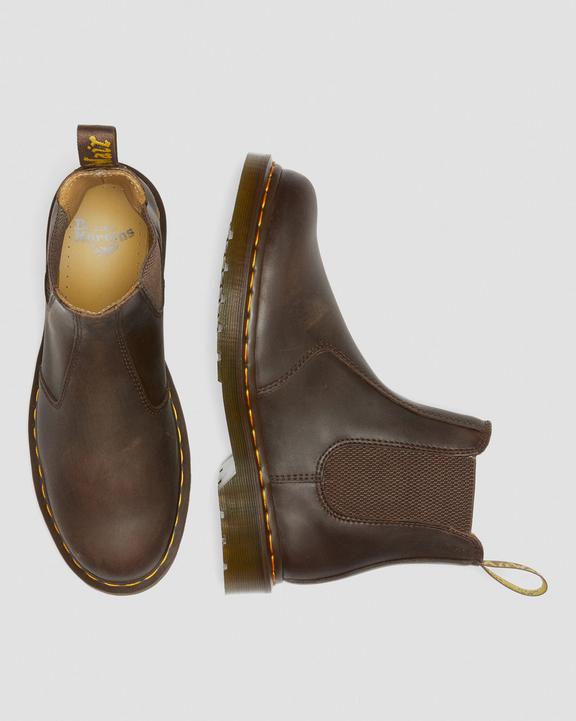 Dr. Martens 2976 Yellow Stitch Crazy Horse Leather Chelsea Boots Ciemny Brązowe | SN-DM84332