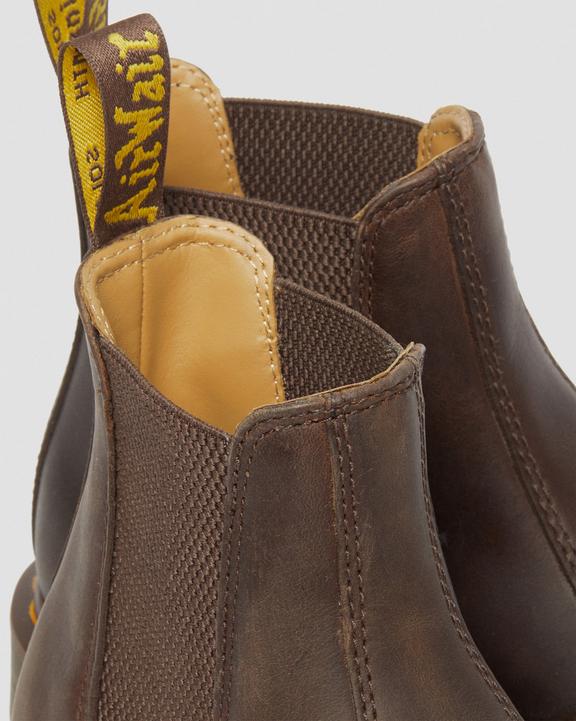 Dr. Martens 2976 Yellow Stitch Crazy Horse Leather Chelsea Boots Ciemny Brązowe | SN-DM84332