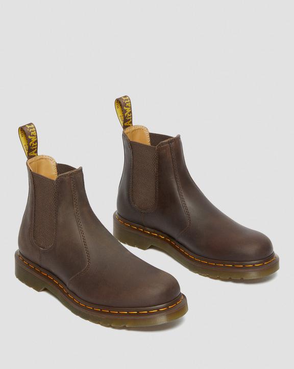 Dr. Martens 2976 Yellow Stitch Crazy Horse Leather Chelsea Boots Ciemny Brązowe | SN-DM84332