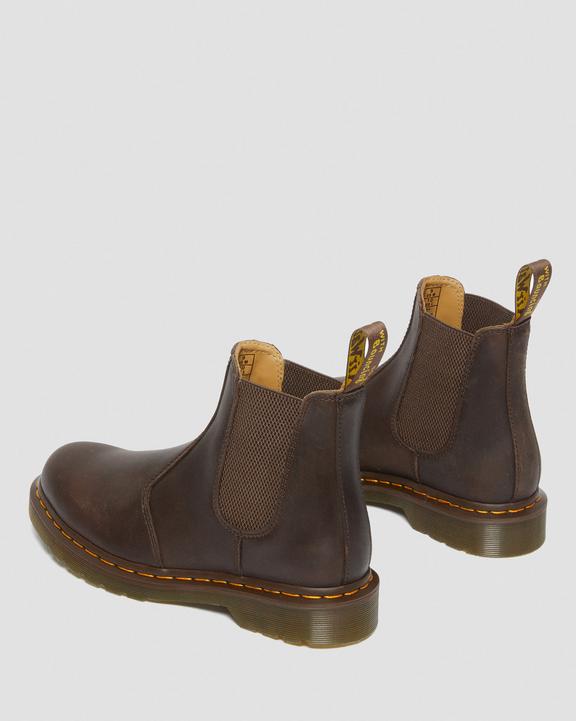 Dr. Martens 2976 Yellow Stitch Crazy Horse Leather Chelsea Boots Ciemny Brązowe | SN-DM84332