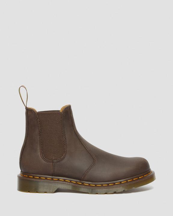 Dr. Martens 2976 Yellow Stitch Crazy Horse Leather Chelsea Boots Ciemny Brązowe | SN-DM84332