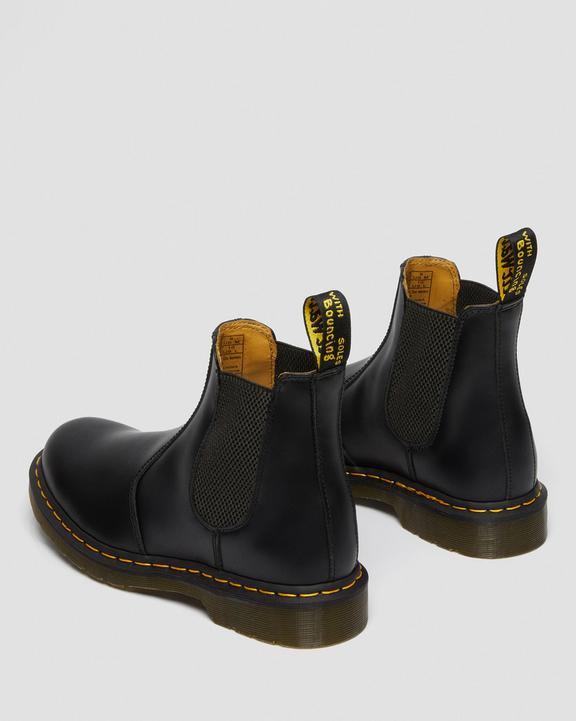 Dr. Martens 2976 Yellow Stitch Smooth Leather Chelsea Boots Czarne | SN-DM84334