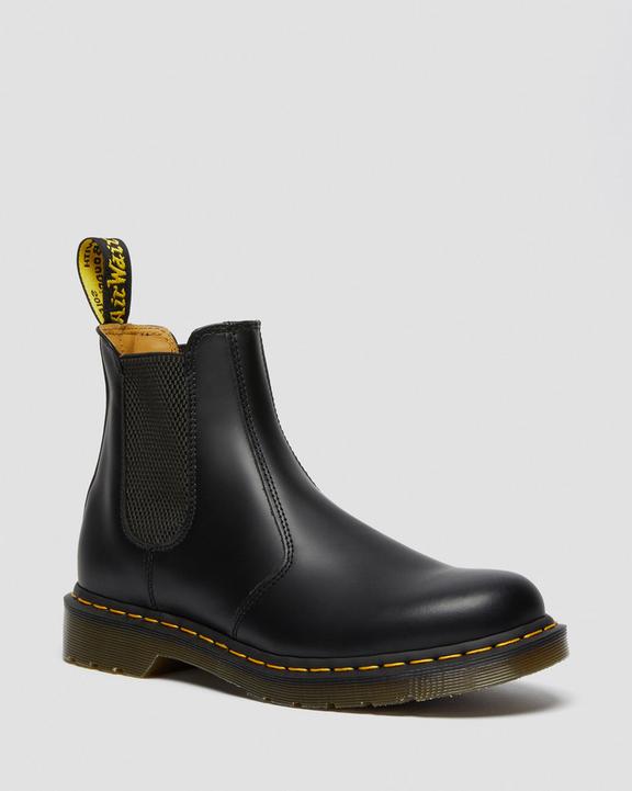 Dr. Martens 2976 Yellow Stitch Smooth Leather Chelsea Boots Czarne | SN-DM84334