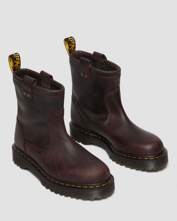 Dr. Martens Anistone Lo Leather Biker Boots Ciemny Brązowe | SN-DM84317