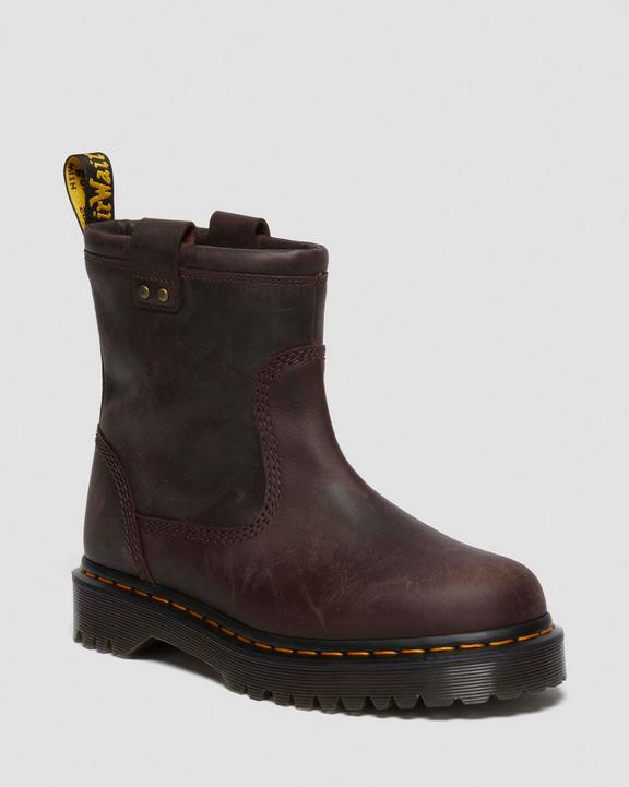 Dr. Martens Anistone Lo Leather Biker Boots Ciemny Brązowe | SN-DM84317