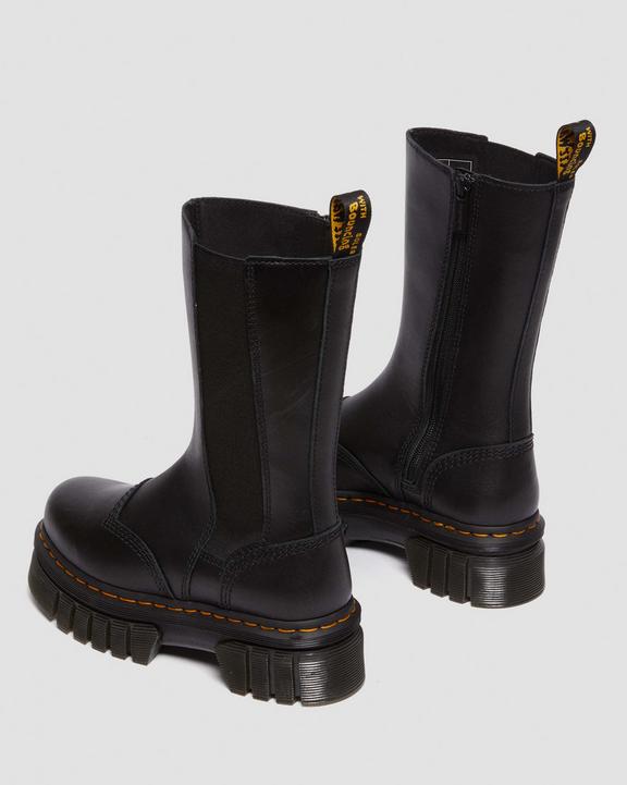 Dr. Martens Audrick Tall Nappa Leather Platform Chelsea Boots Czarne | SN-DM84339