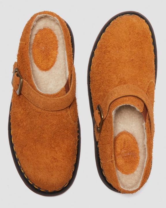 Dr. Martens Isham Faux Shearling Lined Suede Slingback Mules Brązowe | SN-DM84995