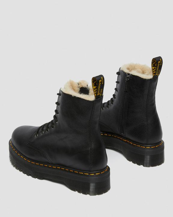 Dr. Martens Jadon Boot Leather Faux Fur Lined Platforms Czarne | SN-DM84151