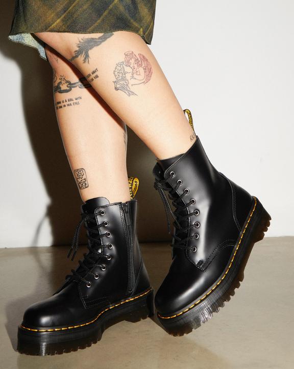 Dr. Martens Jadon Boot Smooth Leather Platforms Czarne | SN-DM84915