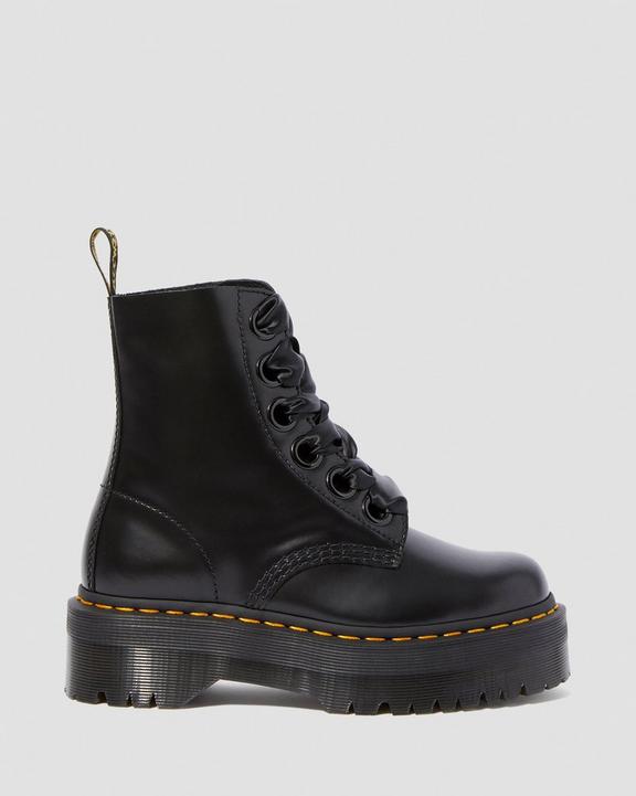 Dr. Martens Molly Leather Platform Boots Czarne | SN-DM84262