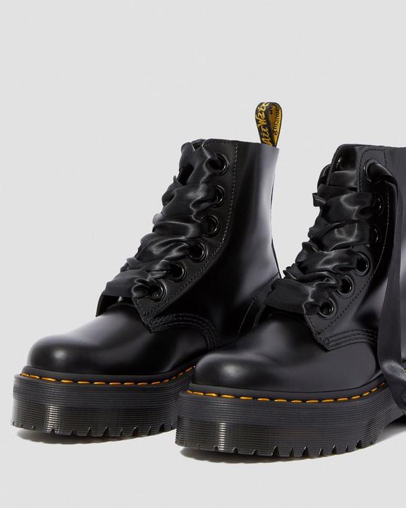 Dr. Martens Molly Leather Platform Boots Czarne | SN-DM84262