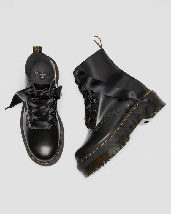 Dr. Martens Molly Leather Platform Boots Czarne | SN-DM84262