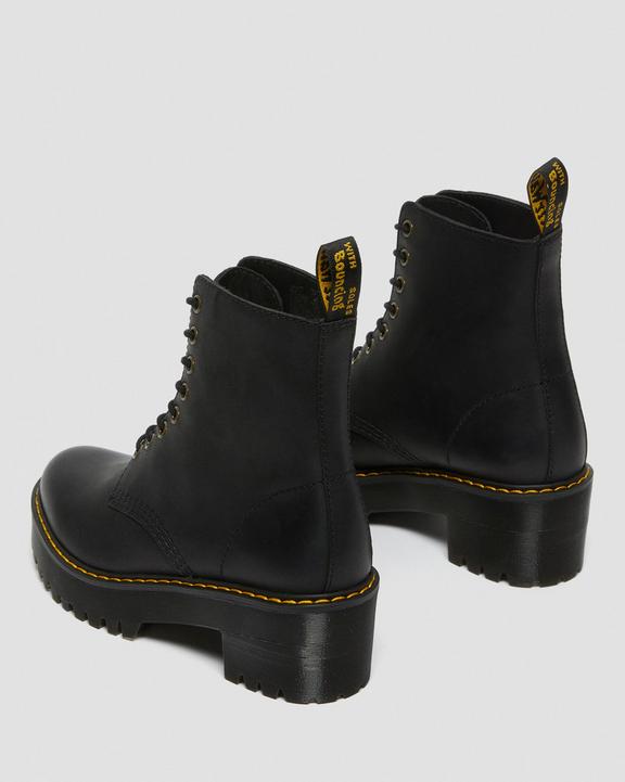 Dr. Martens Shriver Hi Wyoming Leather Heeled Boots Czarne | SN-DM84182