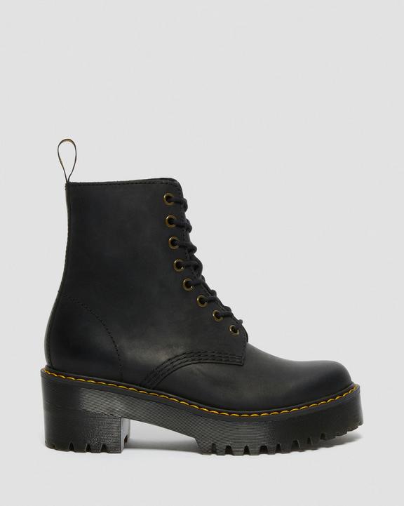 Dr. Martens Shriver Hi Wyoming Leather Heeled Boots Czarne | SN-DM84182