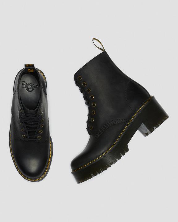 Dr. Martens Shriver Hi Wyoming Leather Heeled Boots Czarne | SN-DM84182