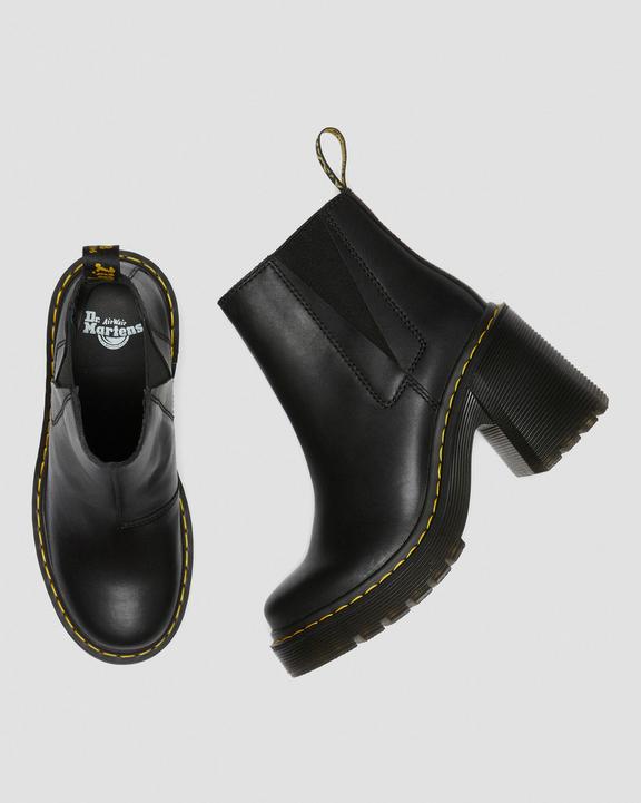 Dr. Martens Spence Leather Flared Heel Chelsea Boots Czarne | SN-DM84354