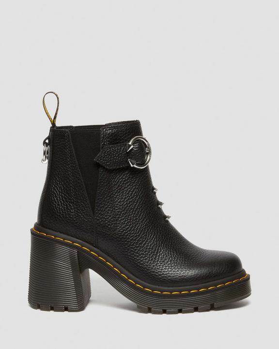 Dr. Martens Spence Piercing Leather Flared Heel Chelsea Boots Czarne | SN-DM84293