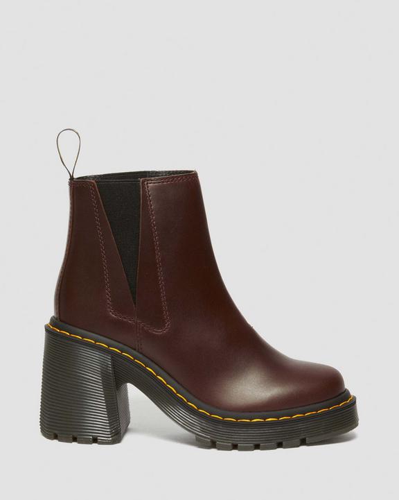 Dr. Martens Spence Pull Up Leather Flared Heel Chelsea Boots Ciemny Brązowe | SN-DM84240