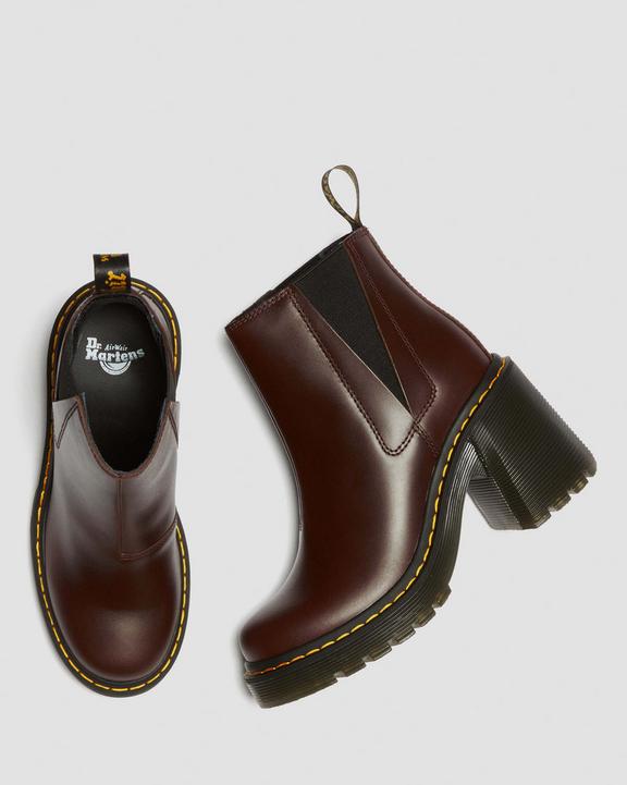 Dr. Martens Spence Pull Up Leather Flared Heel Chelsea Boots Ciemny Brązowe | SN-DM84240