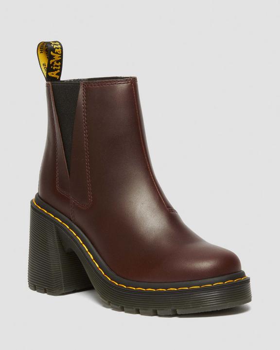 Dr. Martens Spence Pull Up Leather Flared Heel Chelsea Boots Ciemny Brązowe | SN-DM84240