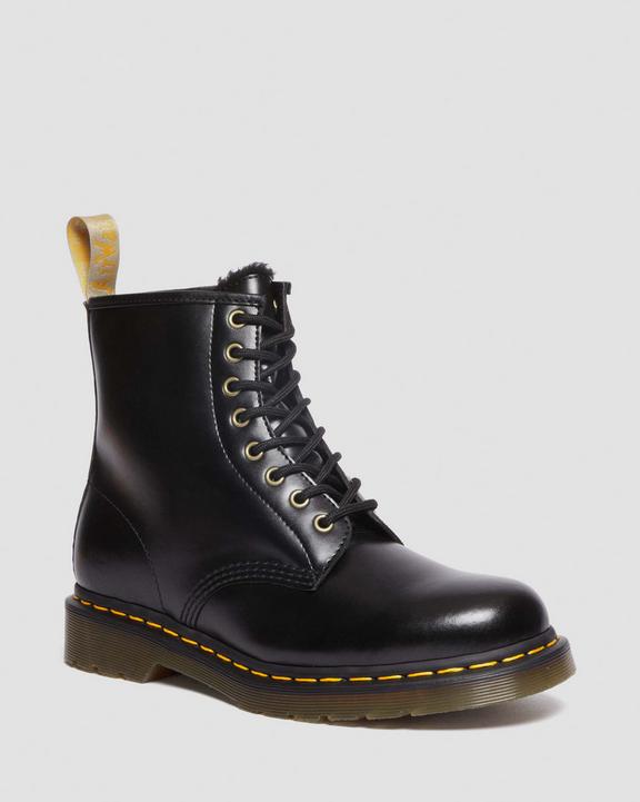 Dr. Martens Vegan 1460 Faux Fur Lined Lace Up Boots Czarne | SN-DM84296