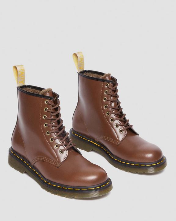 Dr. Martens Vegan 1460 Faux Fur Lined Lace Up Boots Brązowe | SN-DM84179