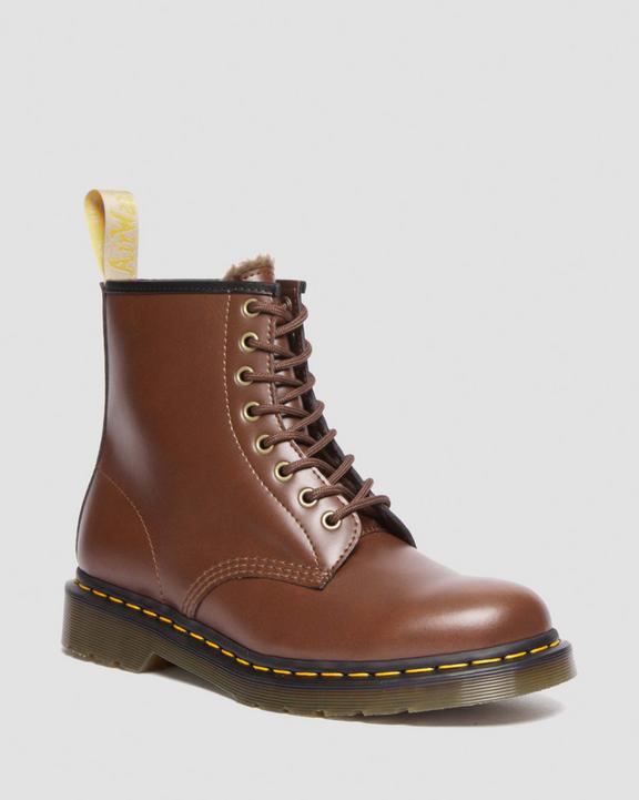 Dr. Martens Vegan 1460 Faux Fur Lined Lace Up Boots Brązowe | SN-DM84179