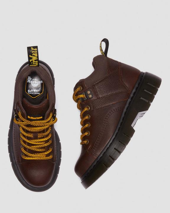 Dr. Martens Woodard Grizzly Leather Low Casual Boots Ciemny Brązowe | SN-DM84303