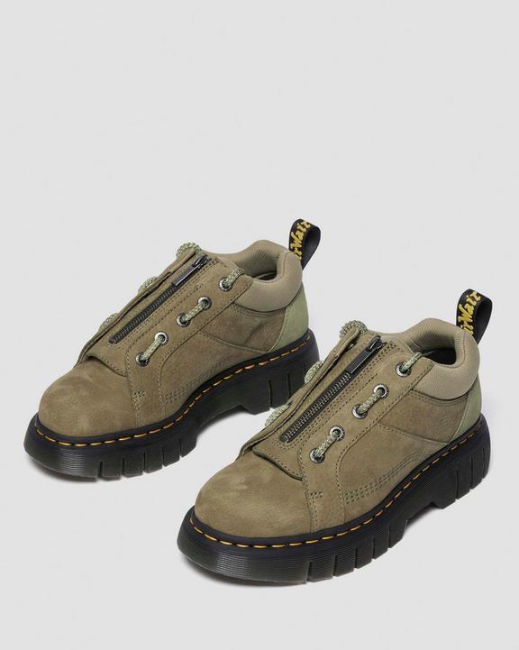 Dr. Martens Woodard Tumbled Nubuck Leather Low Casual Boots Oliwkowe | SN-DM84955