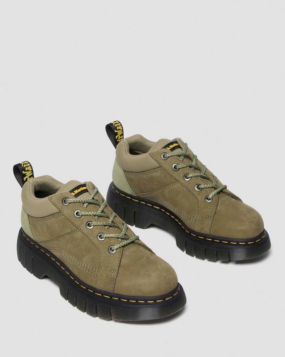 Dr. Martens Woodard Tumbled Nubuck Leather Low Casual Boots Oliwkowe | SN-DM84955