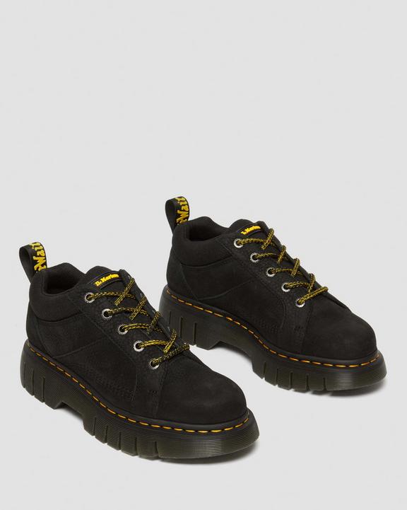 Dr. Martens Woodard Tumbled Nubuck Leather Low Casual Boots Czarne | SN-DM84966